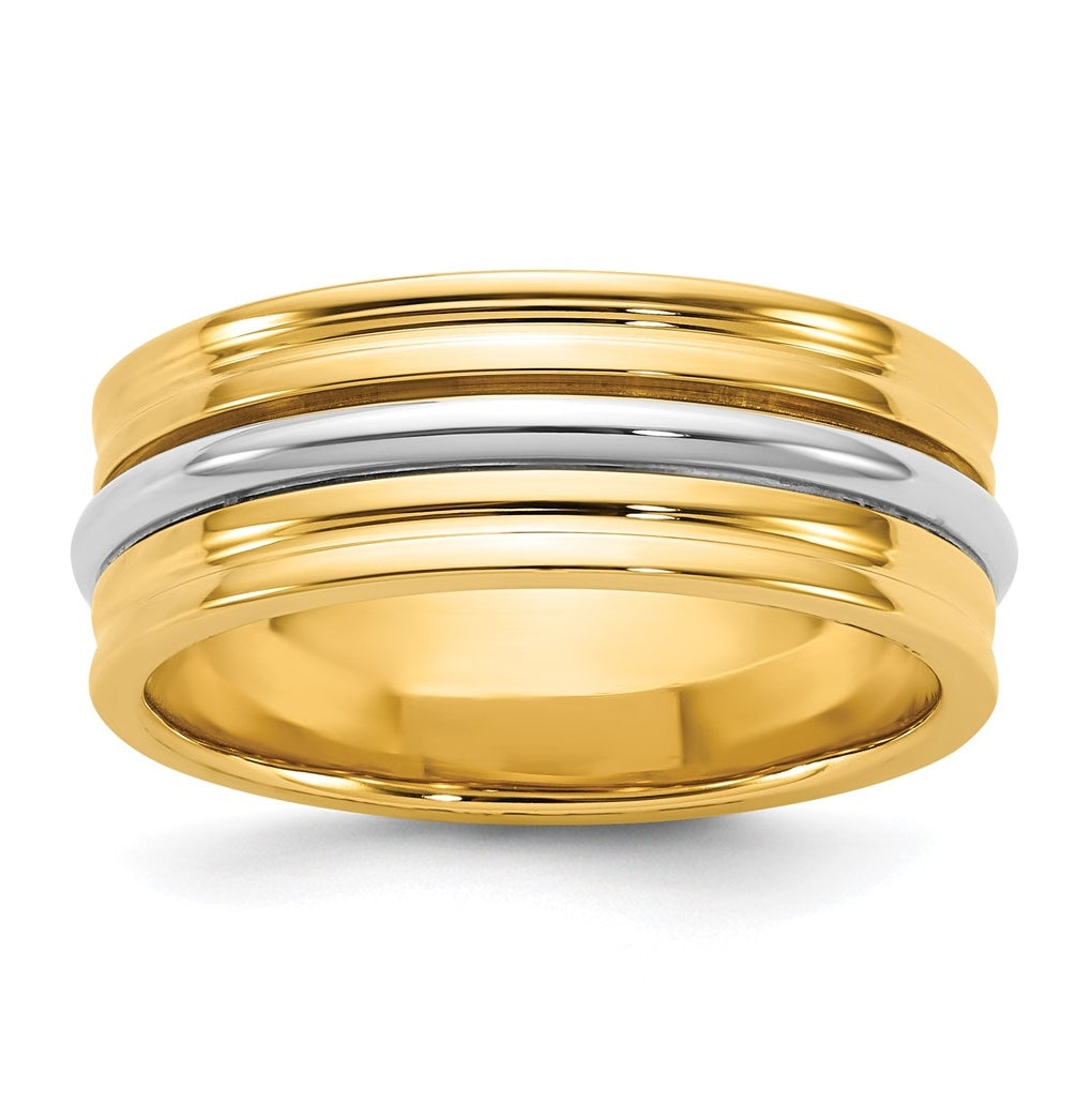 14k Two-Tone Yellow and White Gold Single Banded Wedding Band
