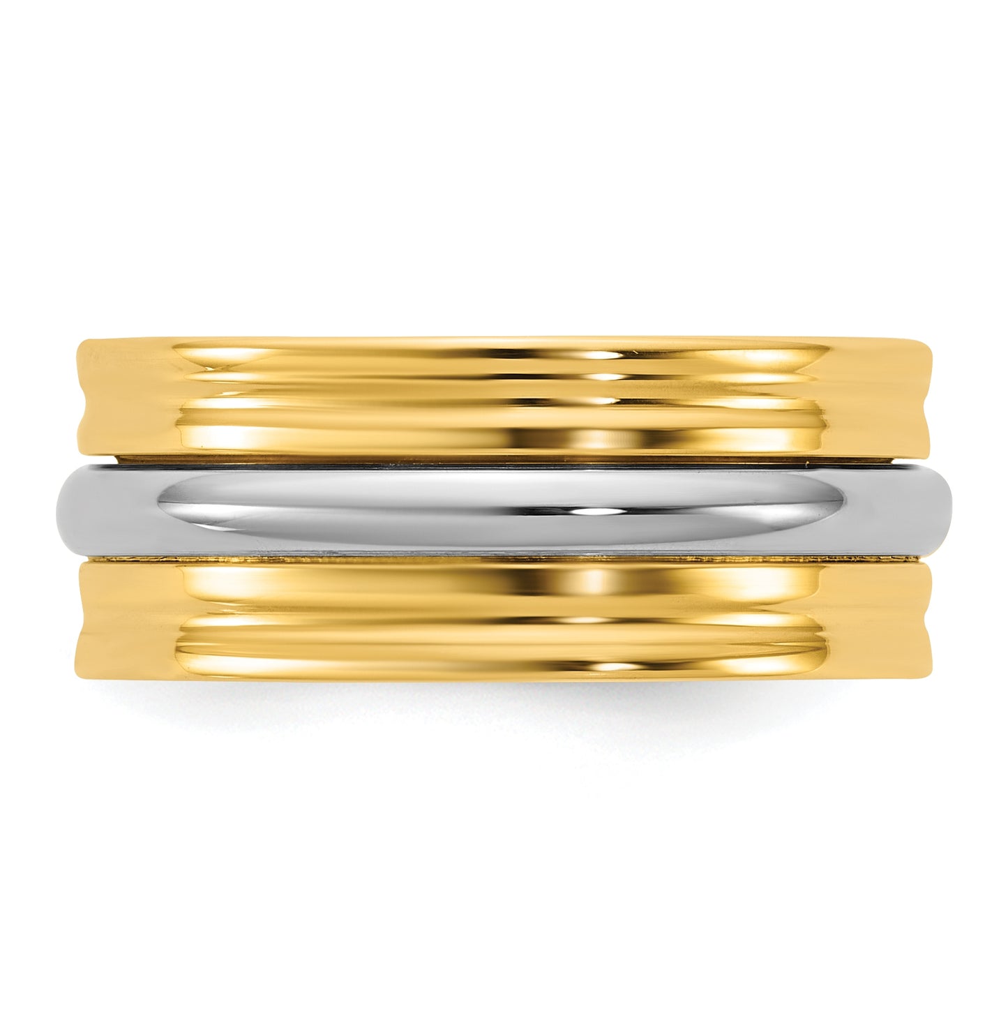 14k Two-Tone Yellow and White Gold Single Banded Wedding Band