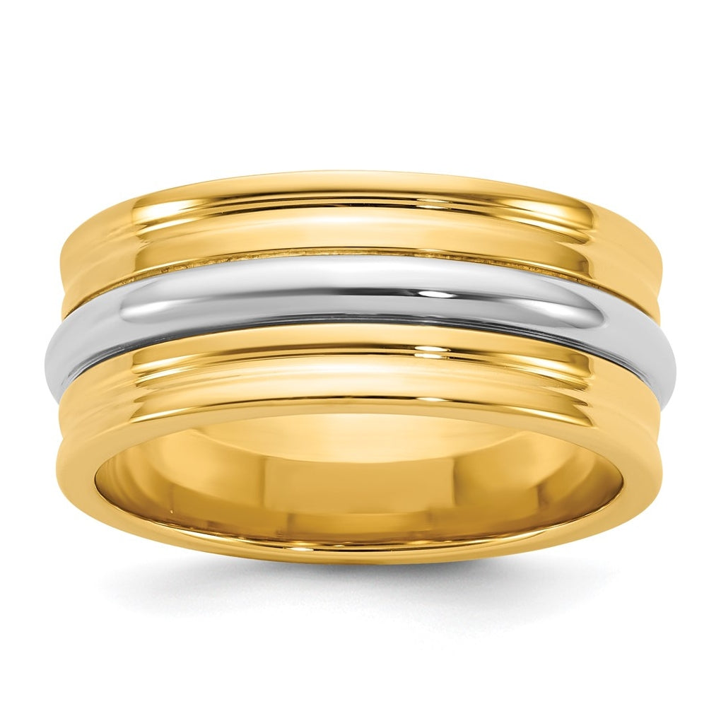 14k Two-Tone Yellow and White Gold Single Banded Wedding Band
