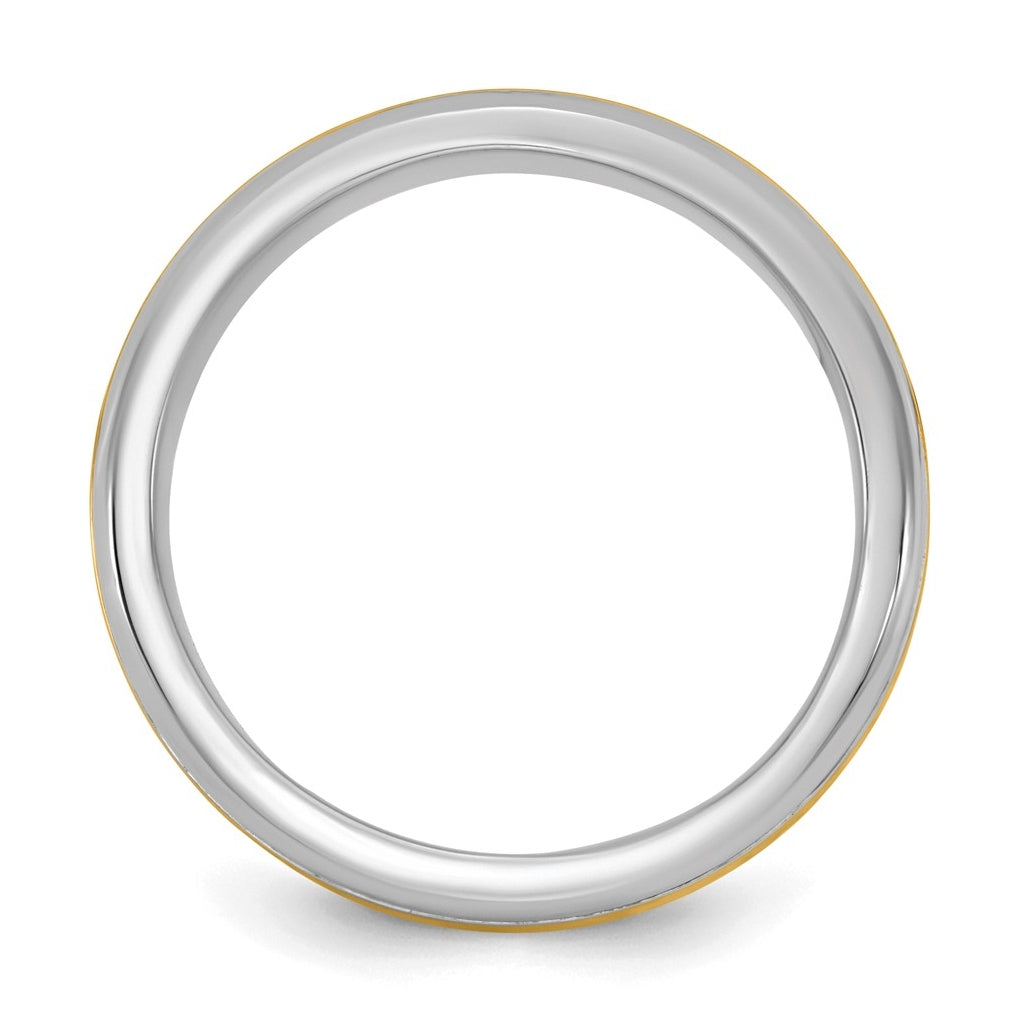 14k Two-Tone White and Yellow Gold Beveled Edge Wedding Band