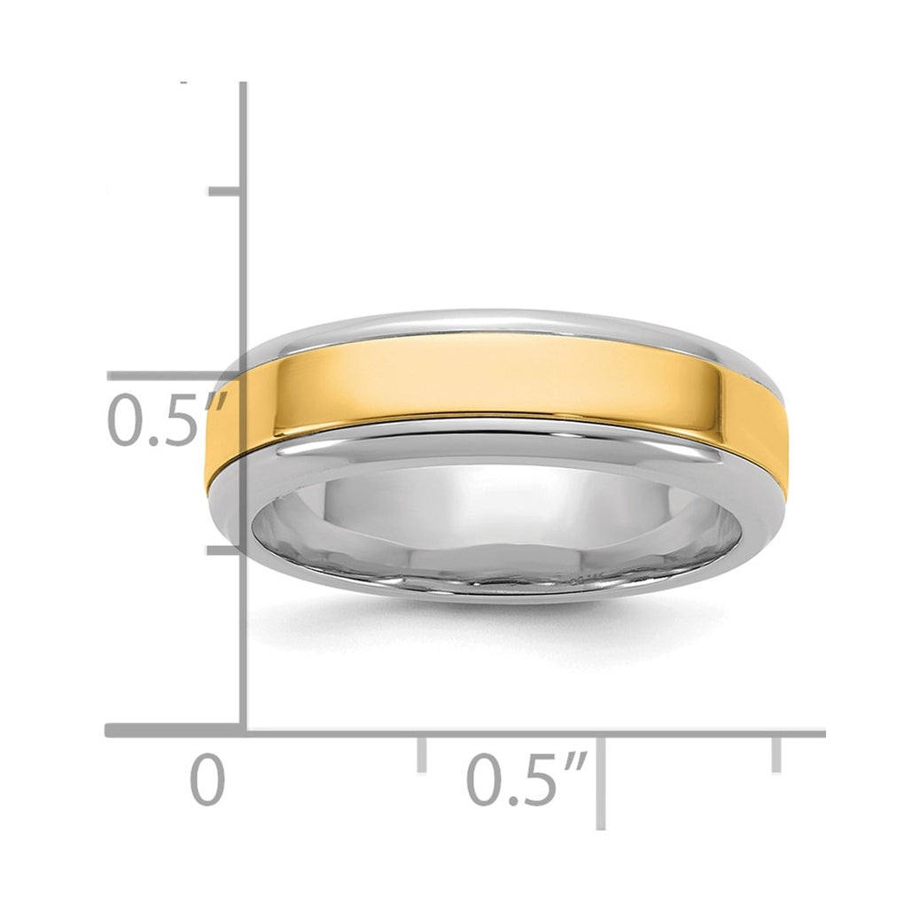 14k Two-Tone White and Yellow Gold Beveled Edge Wedding Band