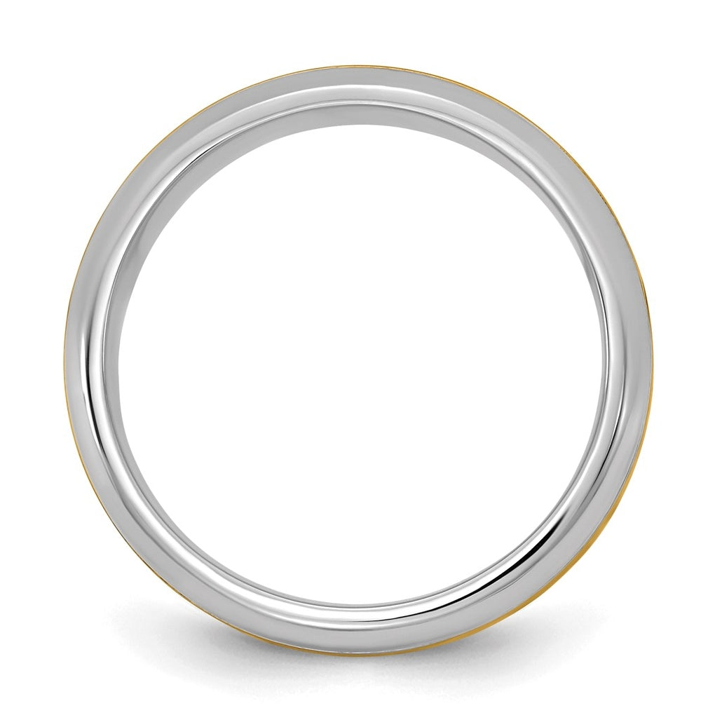 14k Two-Tone White and Yellow Gold Beveled Edge Wedding Band