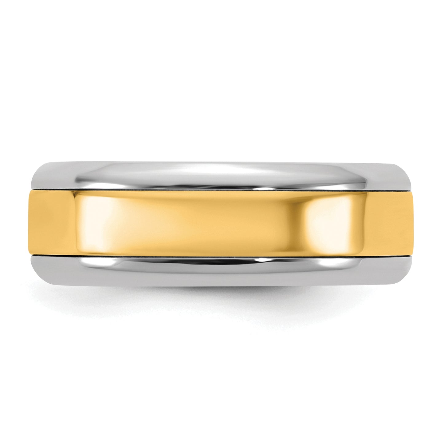 14k Two-Tone White and Yellow Gold Beveled Edge Wedding Band