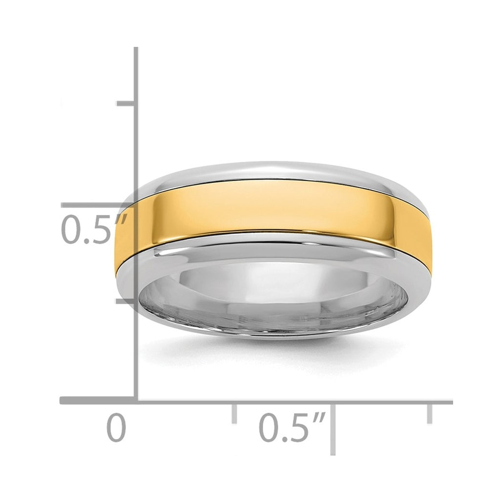 14k Two-Tone White and Yellow Gold Beveled Edge Wedding Band