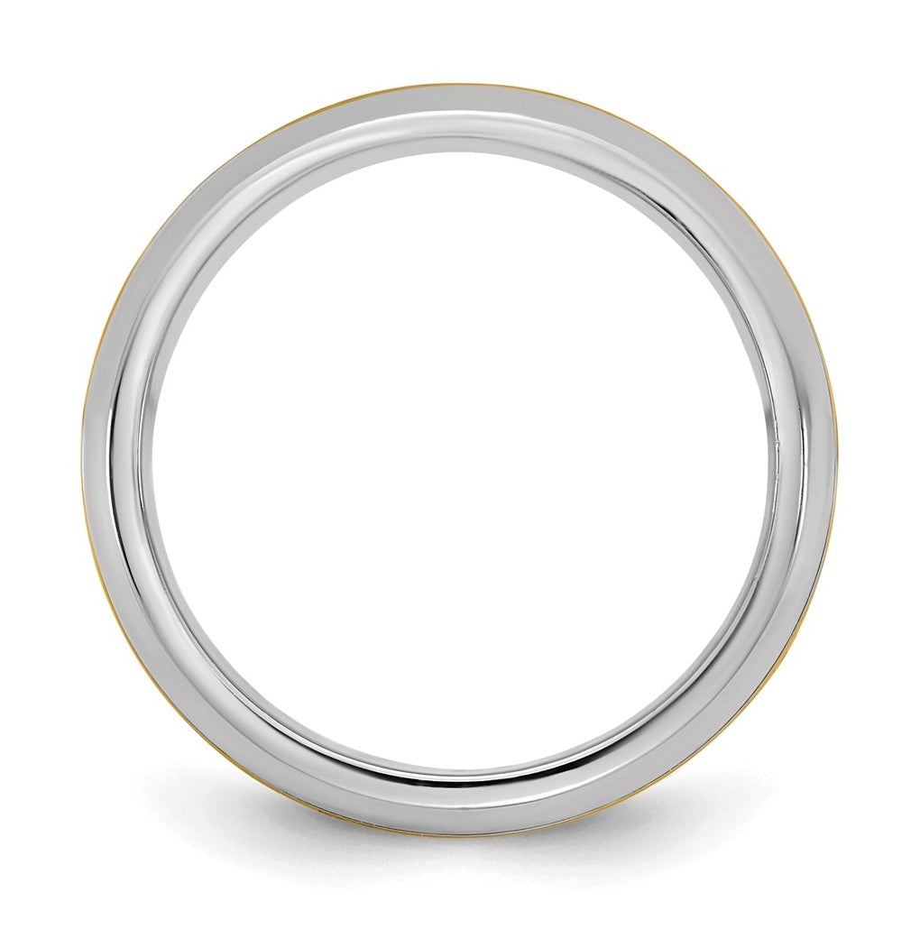 14k Two-Tone White and Yellow Gold Beveled Edge Wedding Band