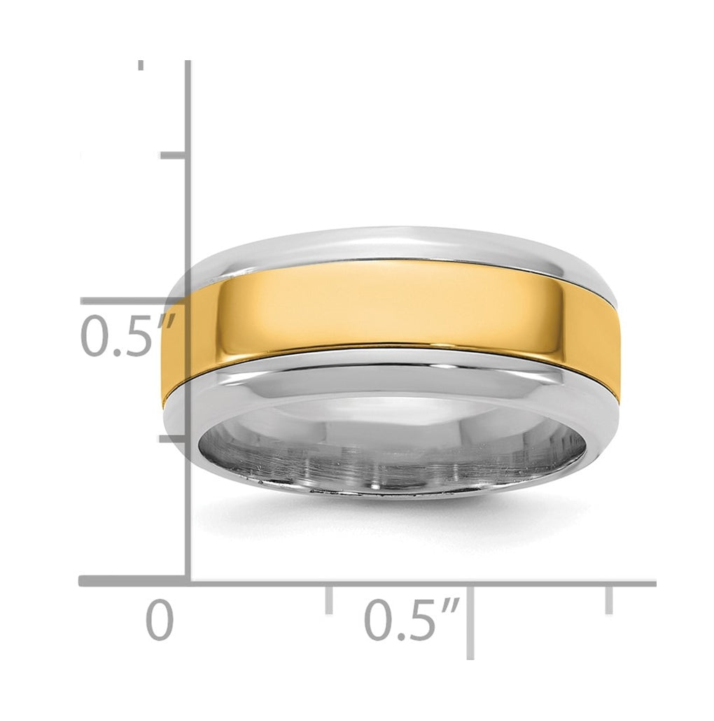 14k Two-Tone White and Yellow Gold Beveled Edge Wedding Band