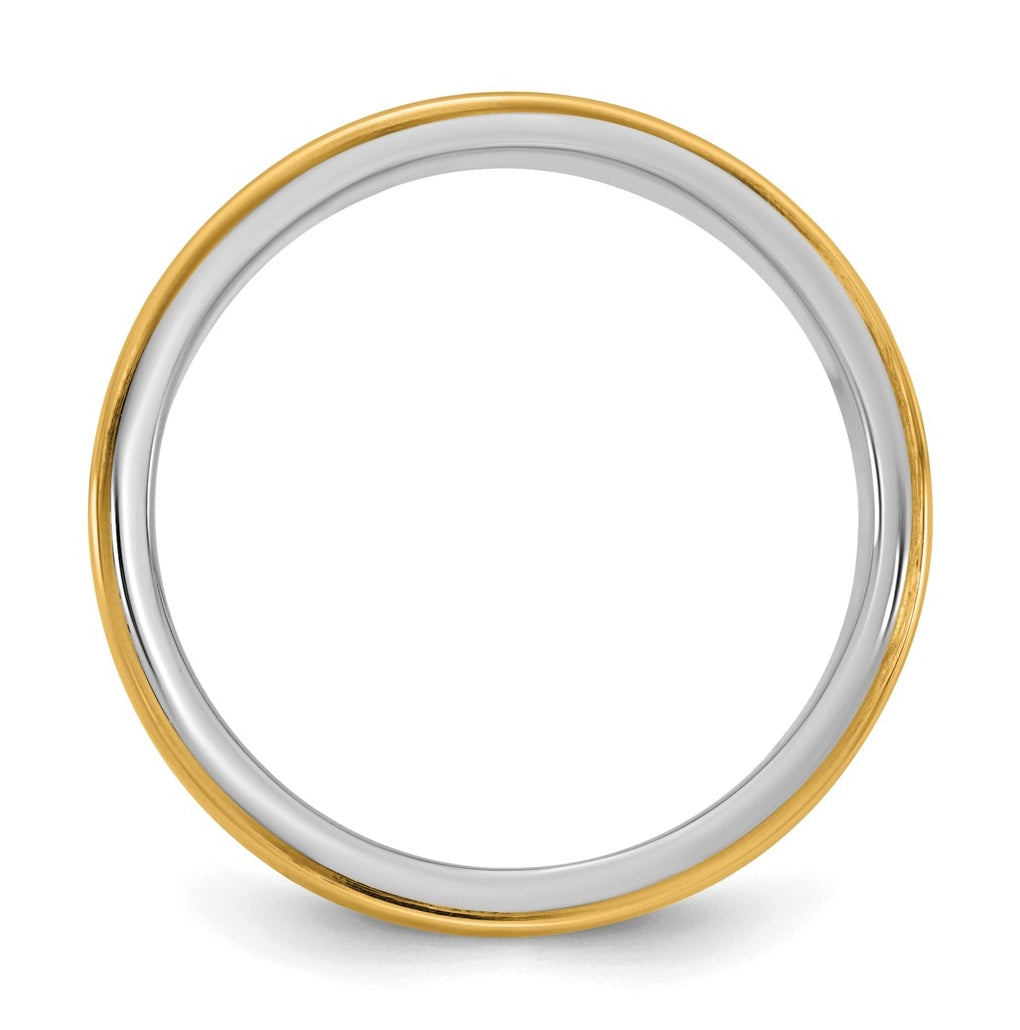 14k Two-Tone White and Yellow Gold Step Edge Wedding Band
