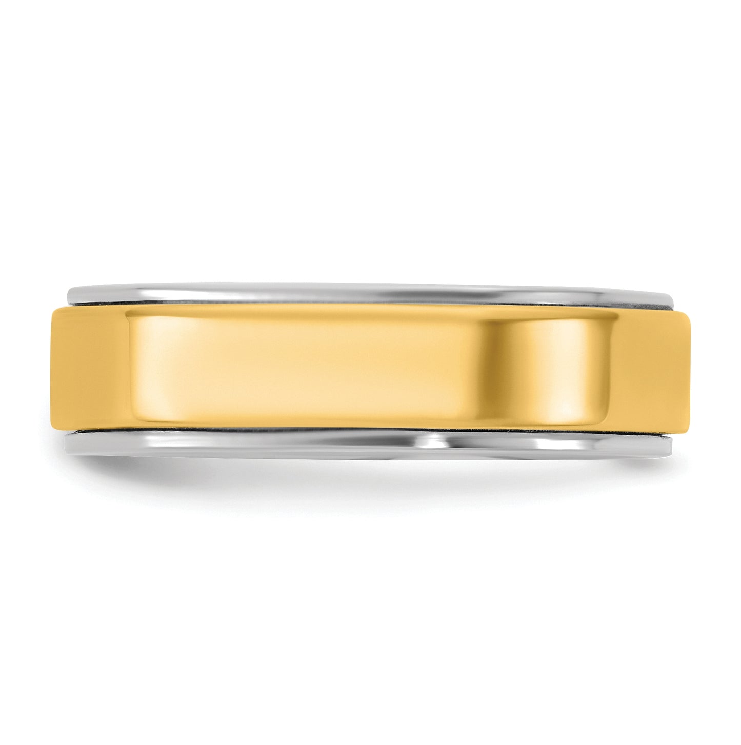 14k Two-Tone White and Yellow Gold Step Edge Wedding Band