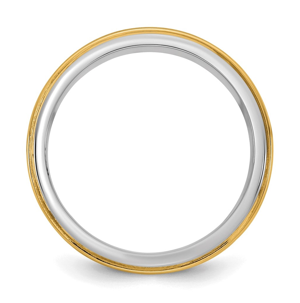 14k Two-Tone White and Yellow Gold Step Edge Wedding Band