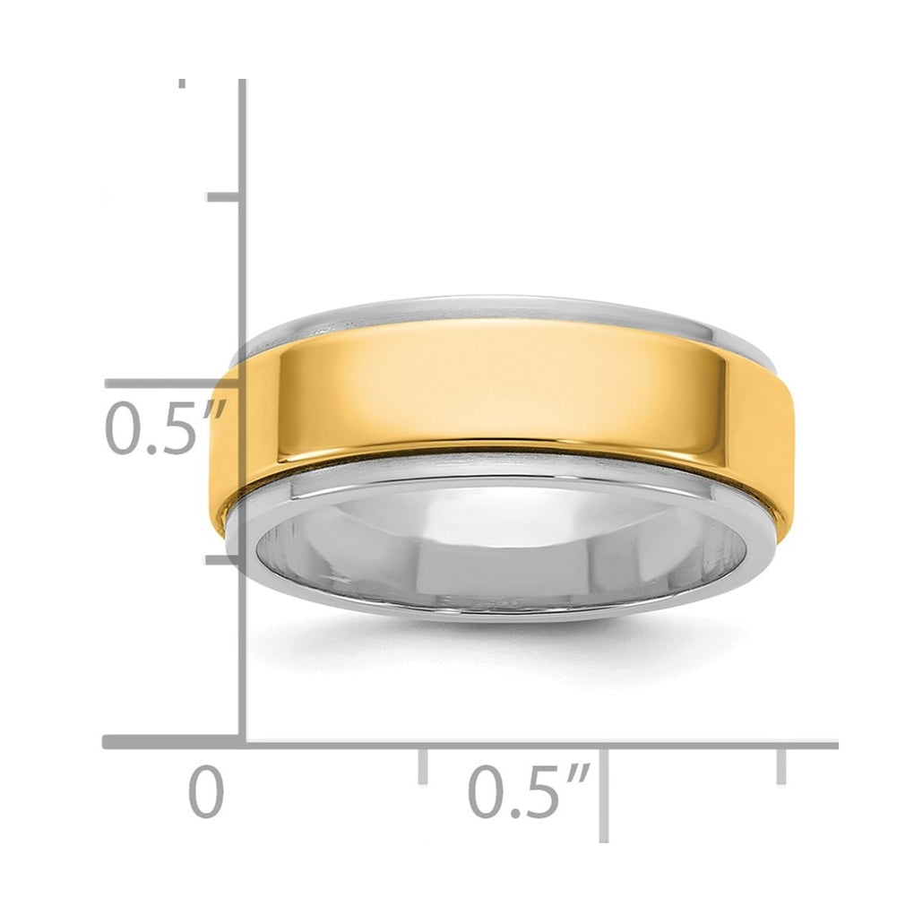 14k Two-Tone White and Yellow Gold Step Edge Wedding Band