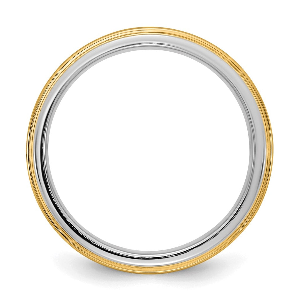 14k Two-Tone White and Yellow Gold Step Edge Wedding Band