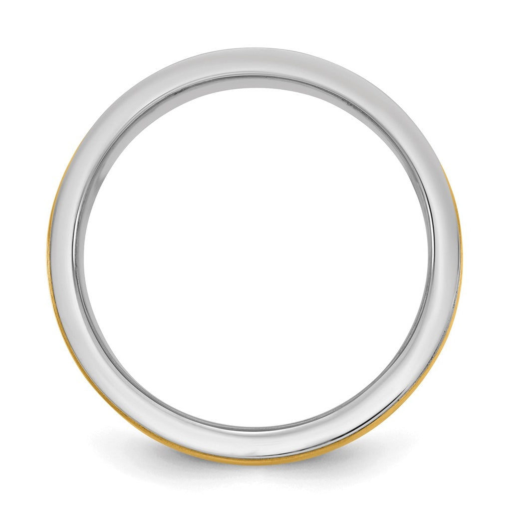 14k Two-Tone White and Yellow Gold Milgrain Wedding Band