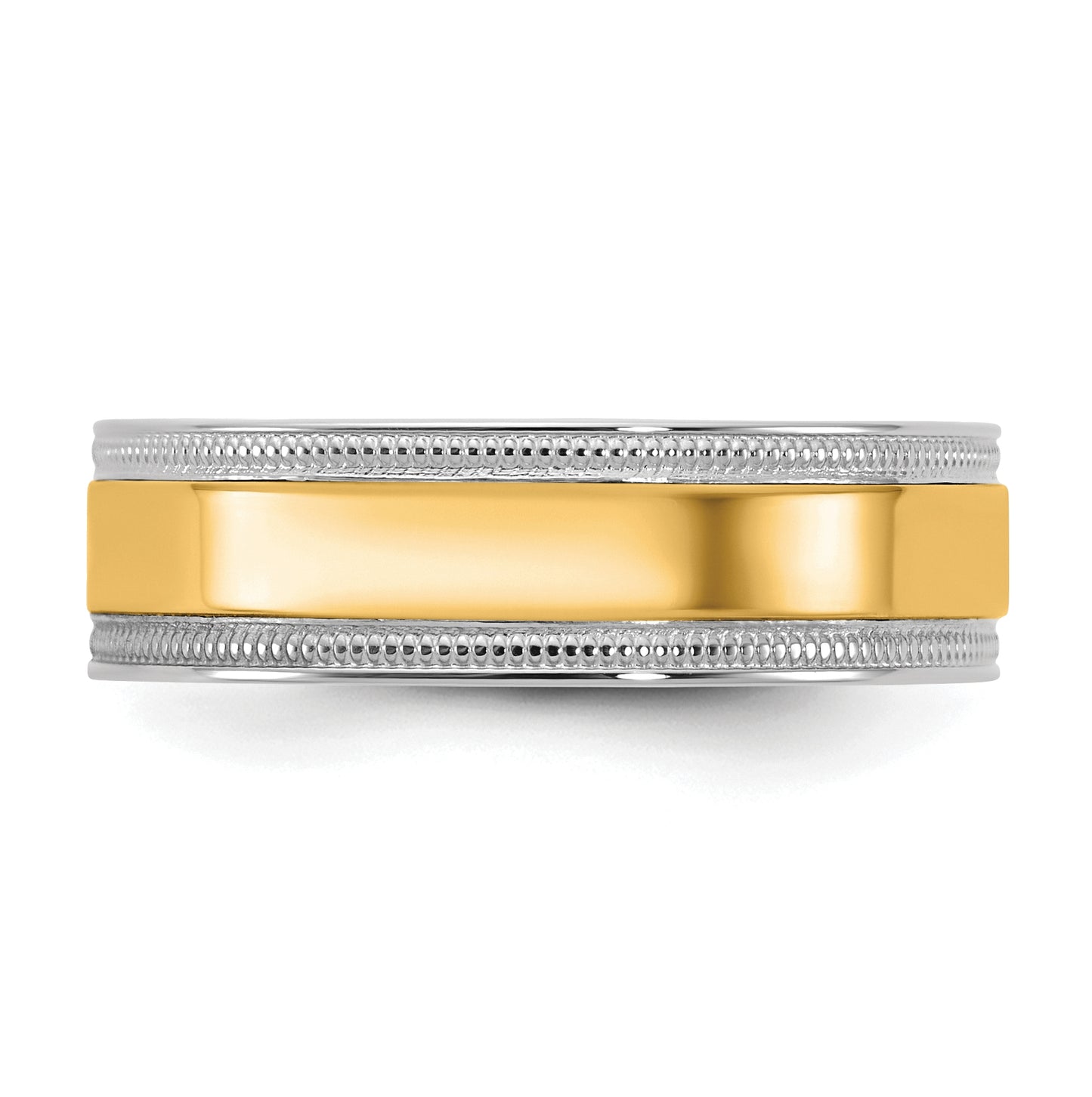 14k Two-Tone White and Yellow Gold Milgrain Wedding Band