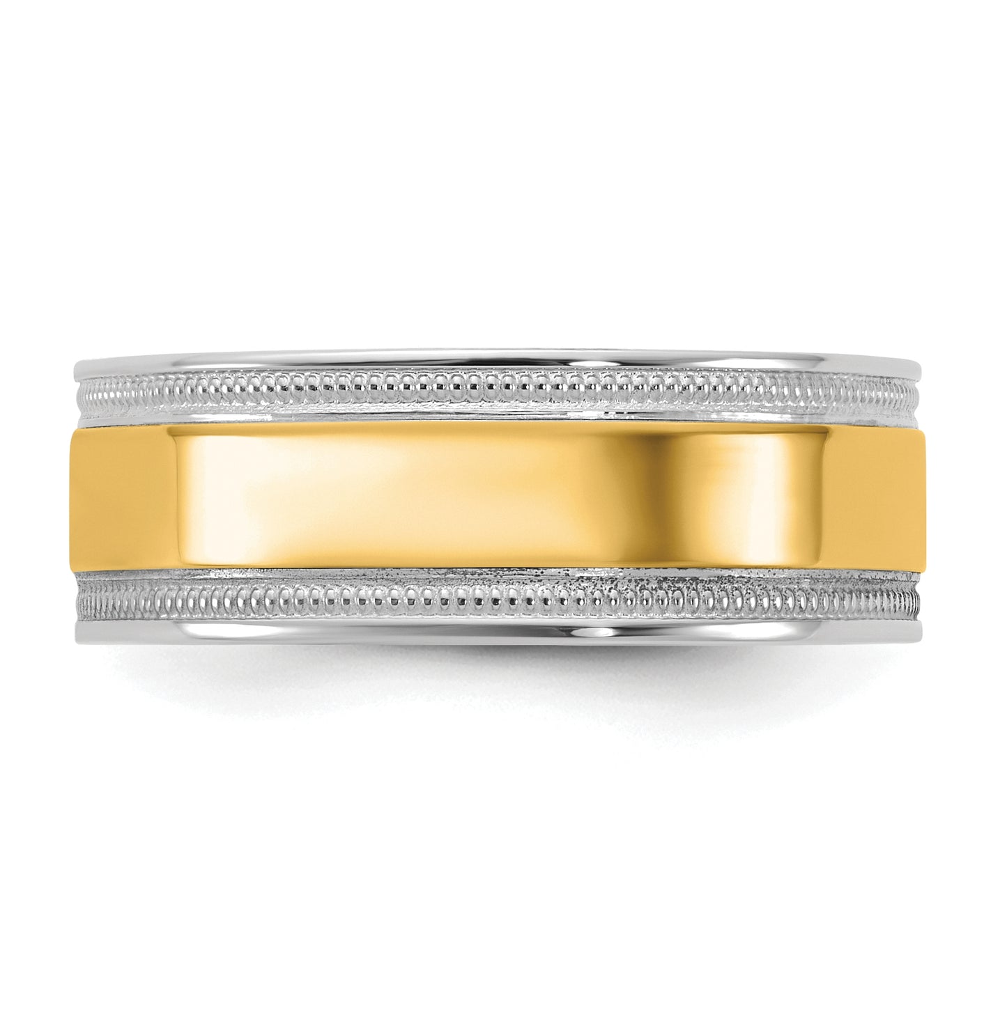 14k Two-Tone White and Yellow Gold Milgrain Wedding Band