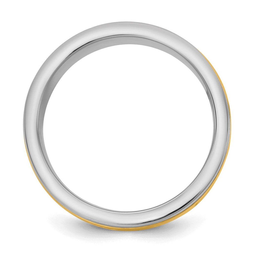 14k Two-Tone White and Yellow Gold Milgrain Wedding Band