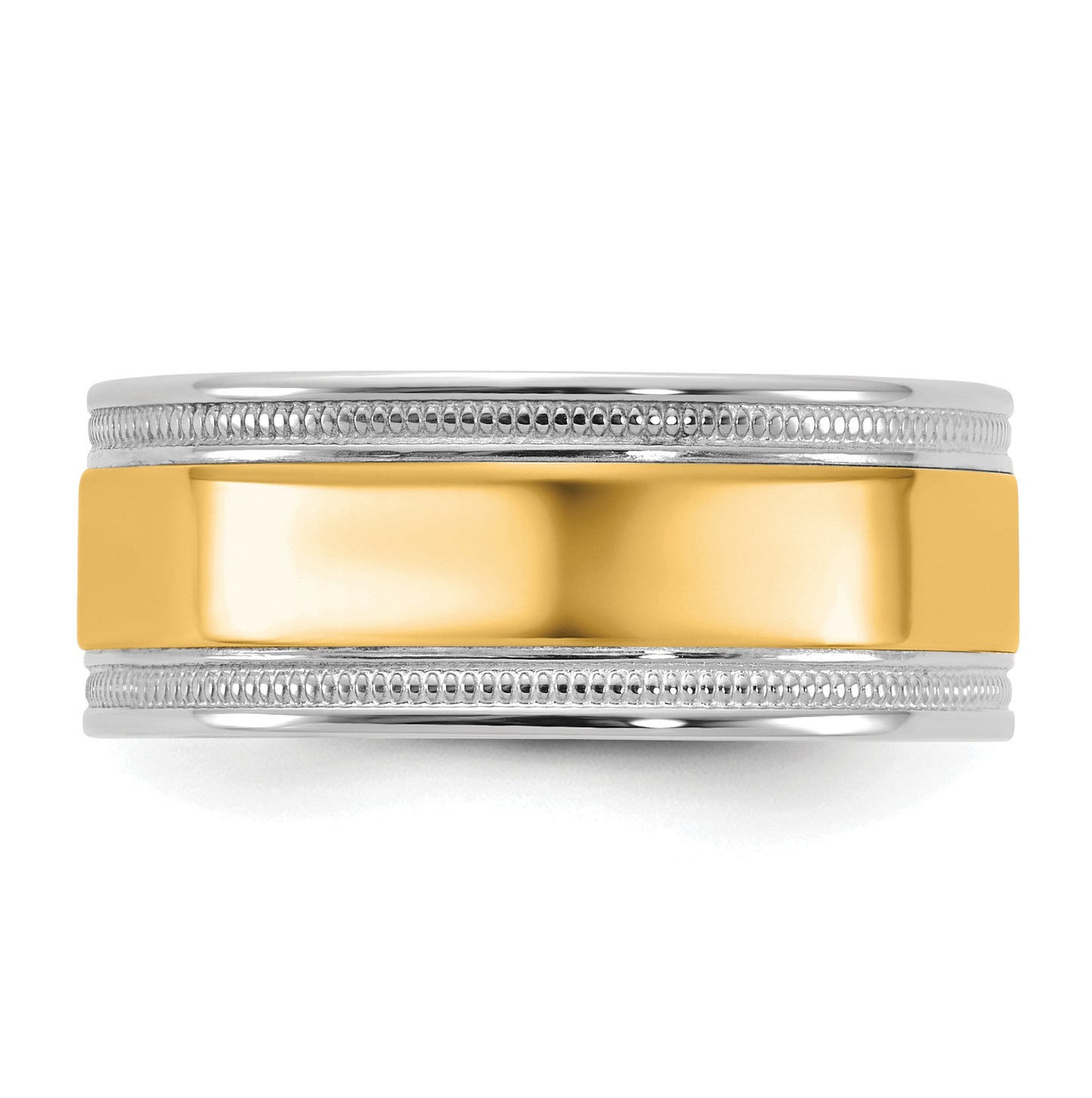 14k Two-Tone White and Yellow Gold Milgrain Wedding Band