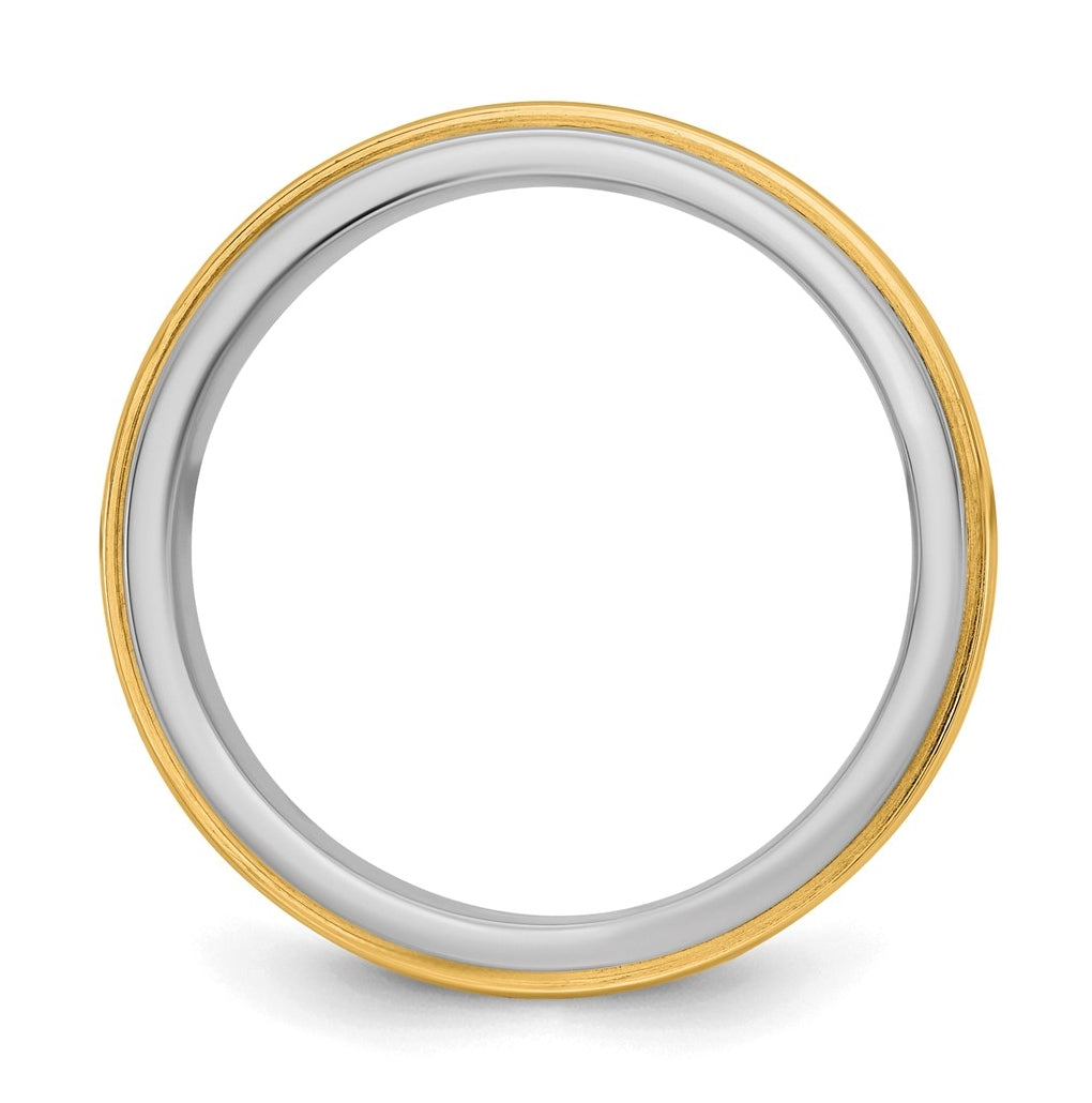 14k Two-Tone White and Yellow Gold Double Banded Wedding Band