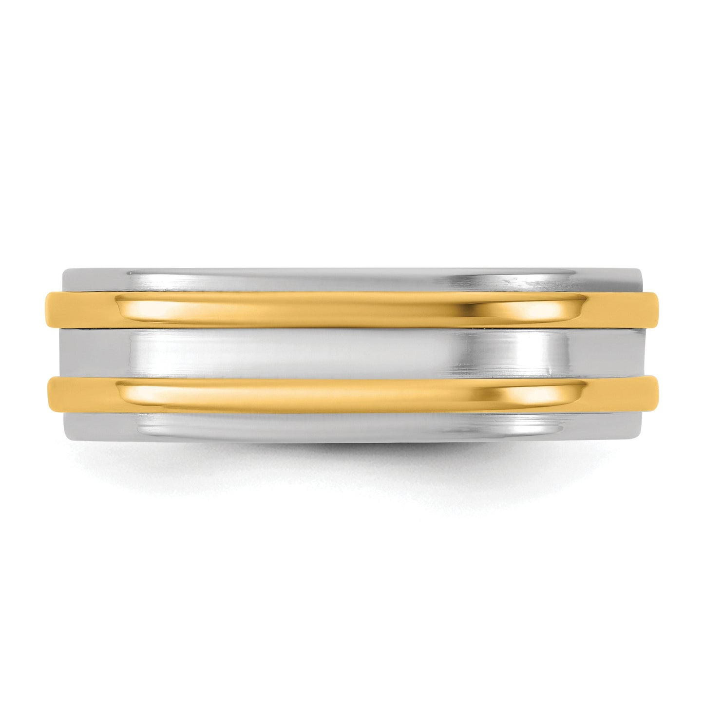 14k Two-Tone White and Yellow Gold Double Banded Wedding Band