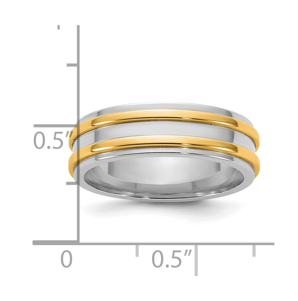 14k Two-Tone White and Yellow Gold Double Banded Wedding Band