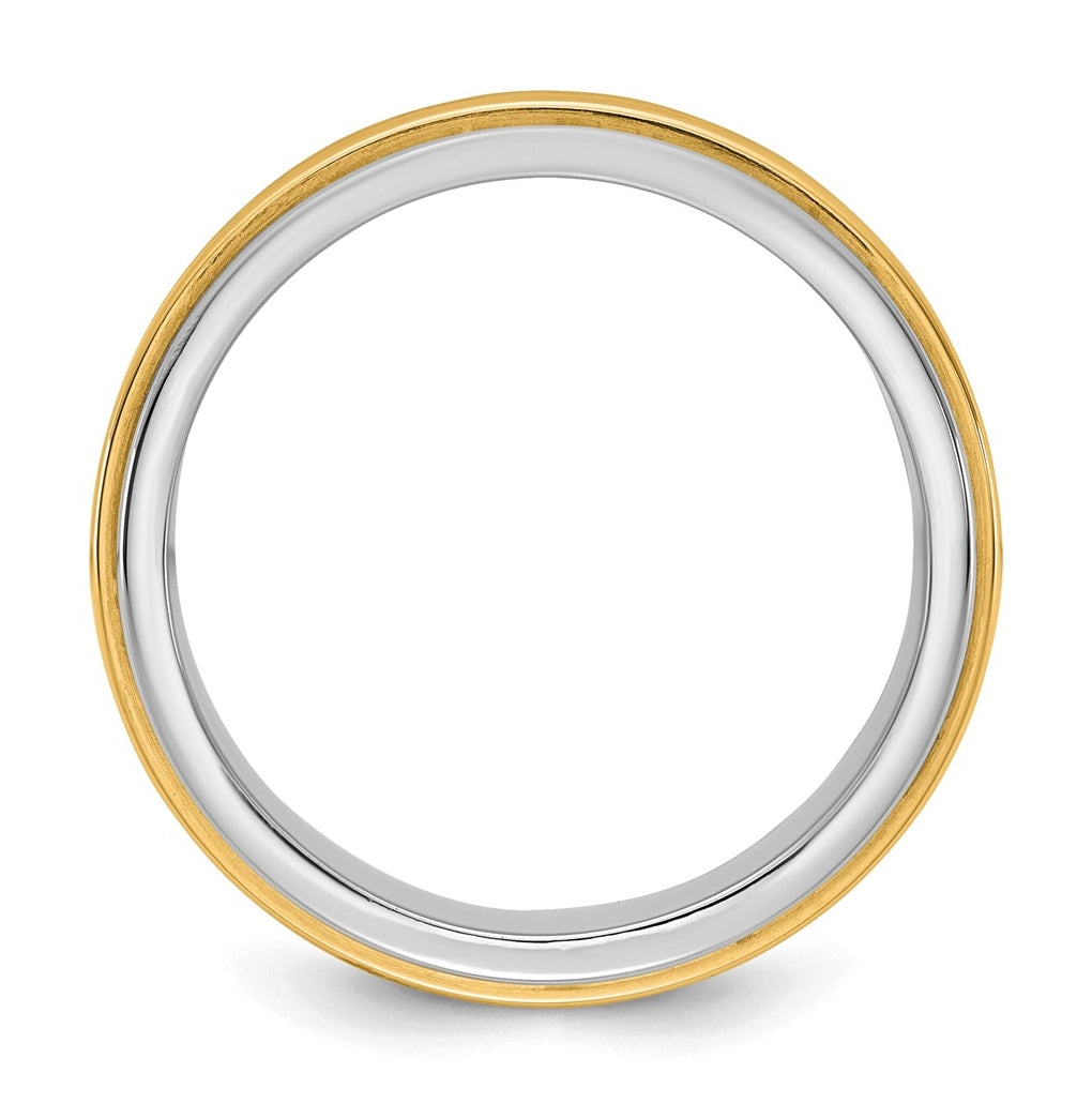 14k Two-Tone White and Yellow Gold Double Banded Wedding Band