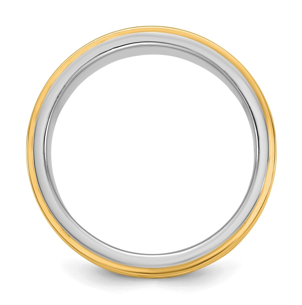 14k Two-Tone White and Yellow Gold Double Banded Wedding Band