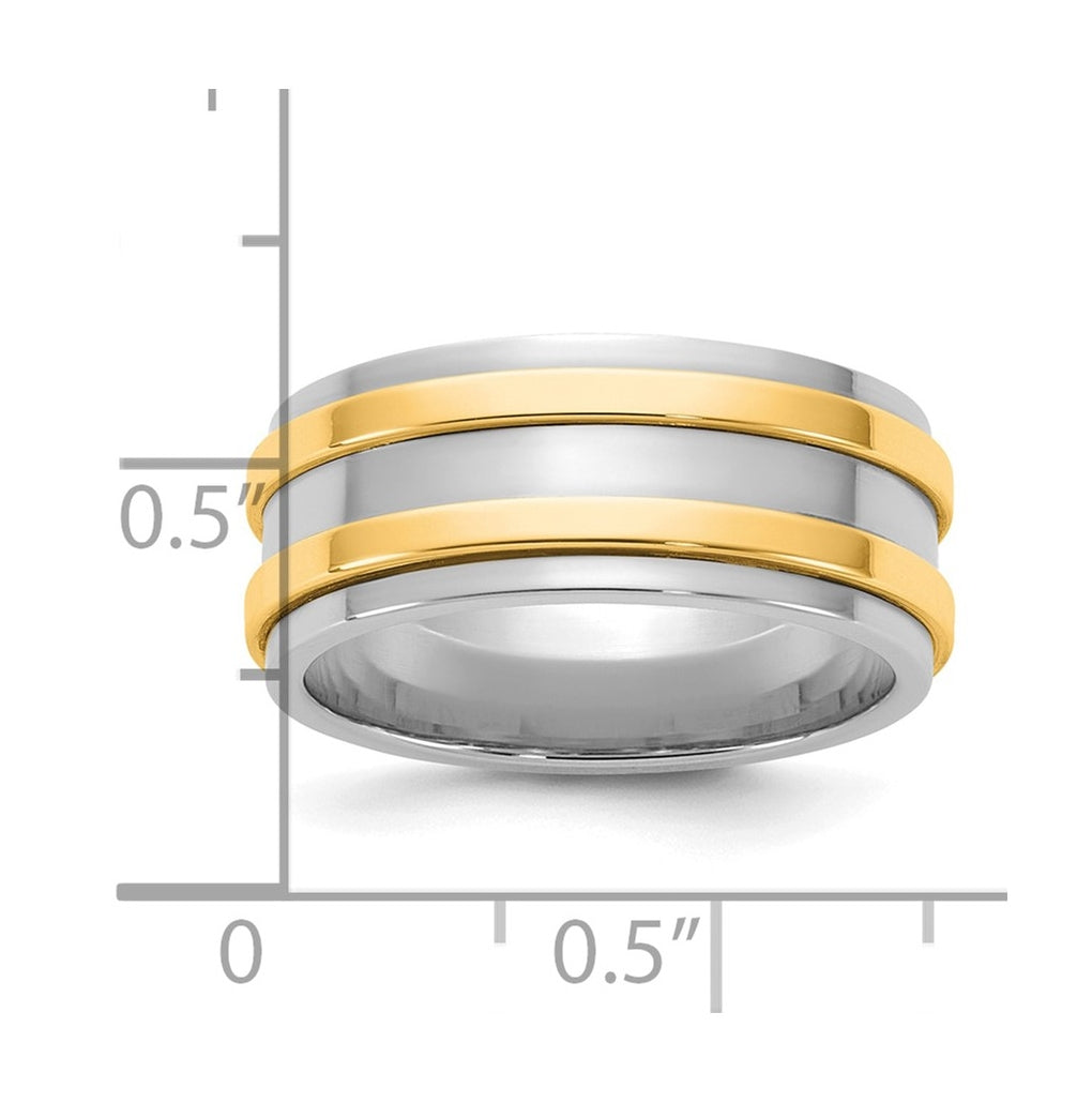 14k Two-Tone White and Yellow Gold Double Banded Wedding Band