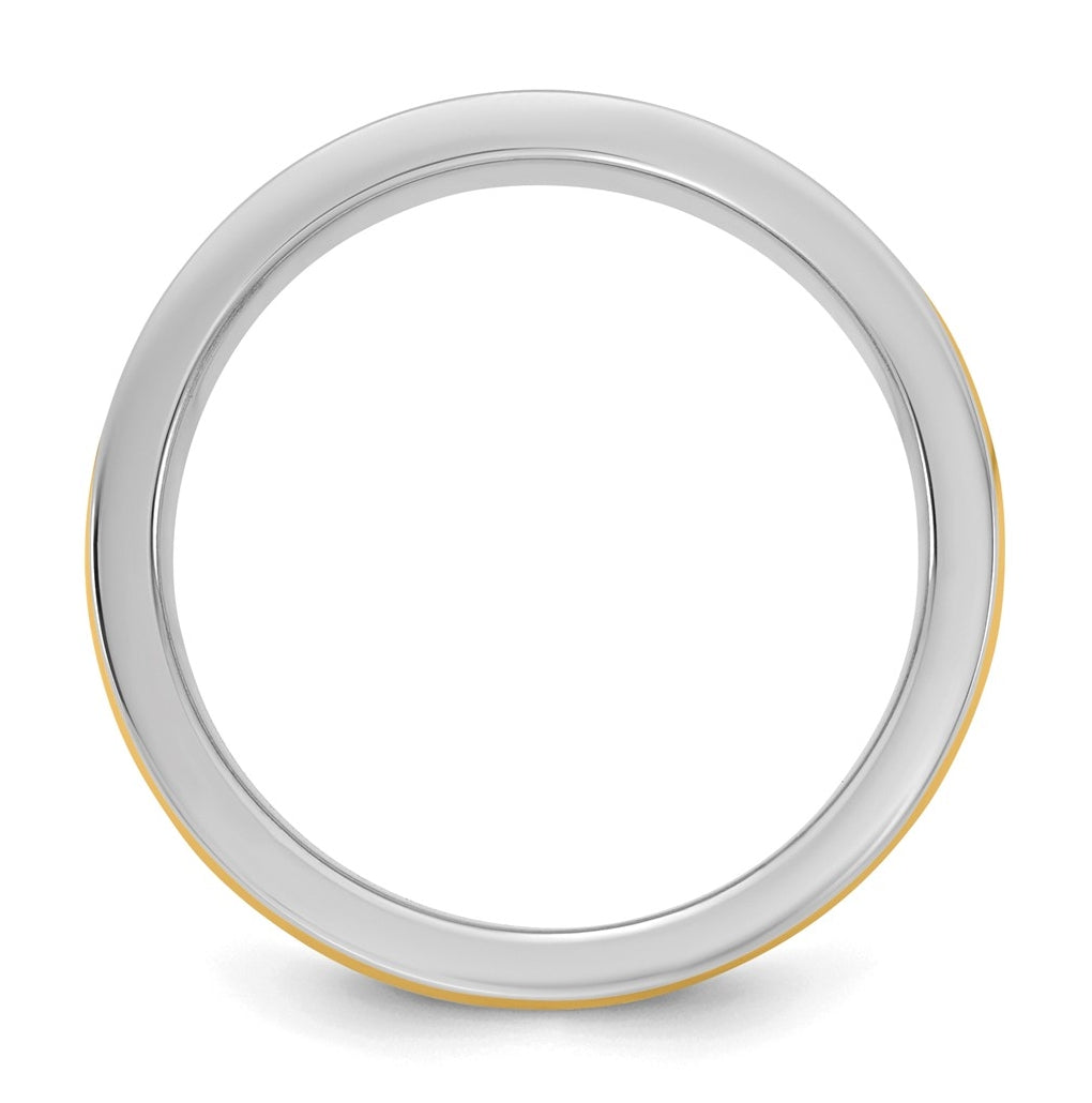 14k Two-Tone W/Y Half Round Wedding Band