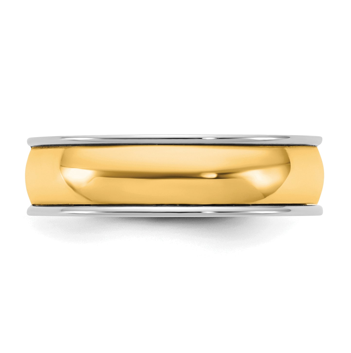 14k Two-Tone W/Y Half Round Wedding Band