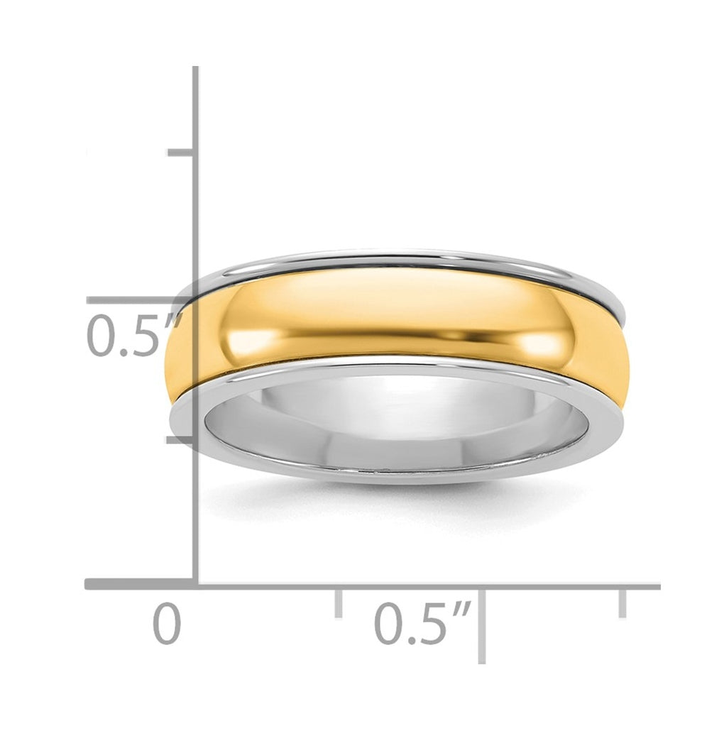14k Two-Tone W/Y Half Round Wedding Band