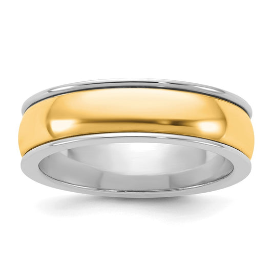 14k Two-Tone W/Y Half Round Wedding Band
