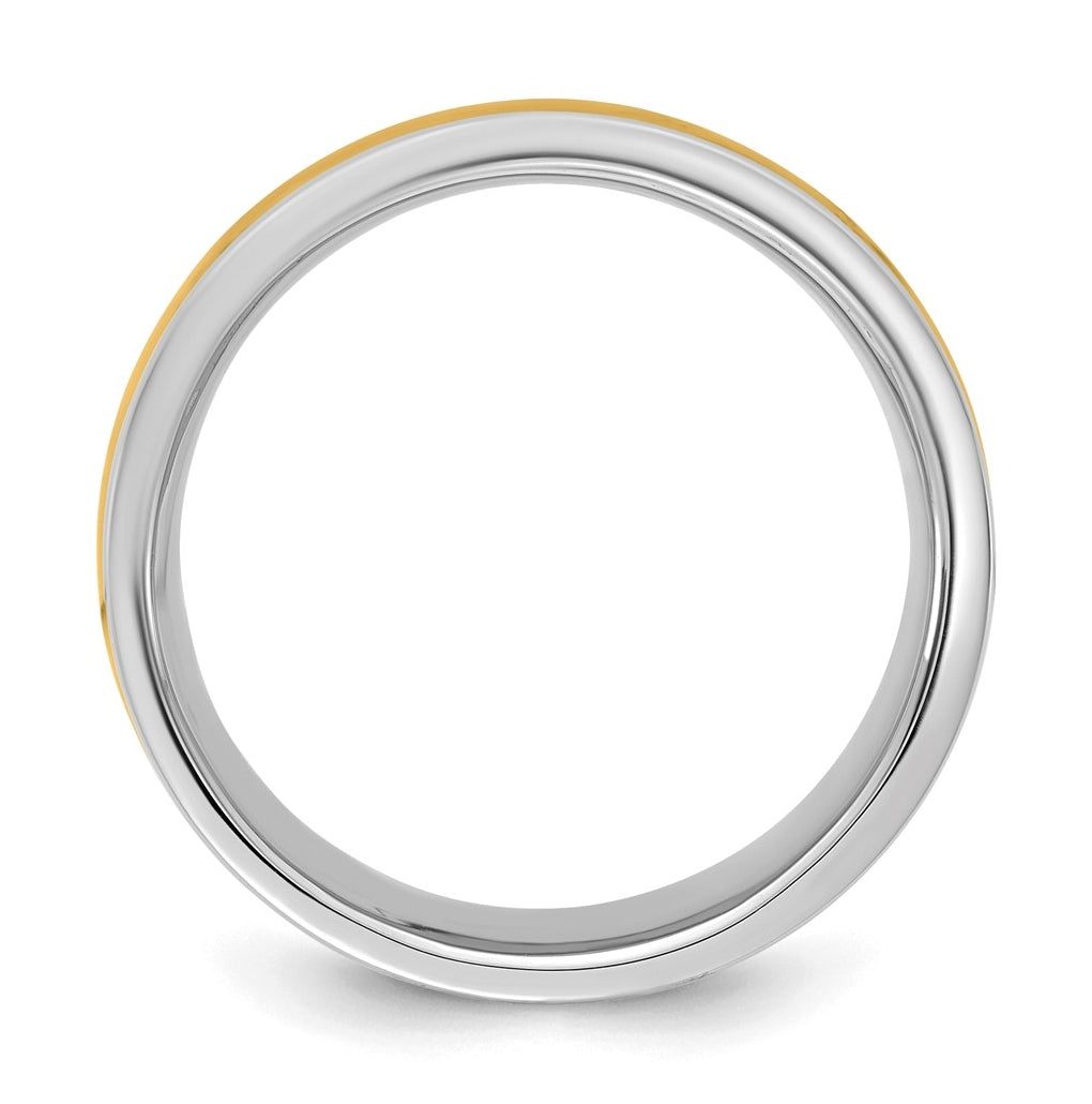 14k Two-Tone W/Y Half Round Wedding Band