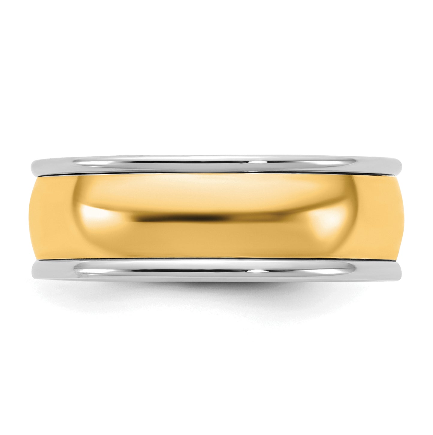 14k Two-Tone W/Y Half Round Wedding Band