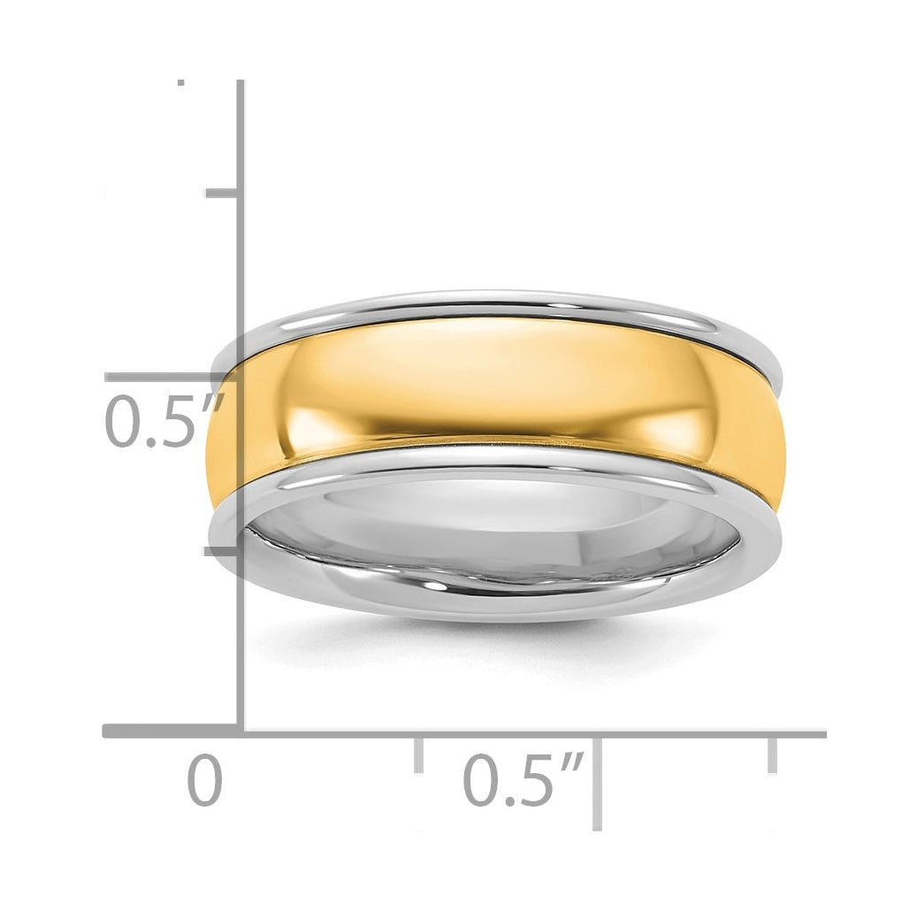 14k Two-Tone W/Y Half Round Wedding Band