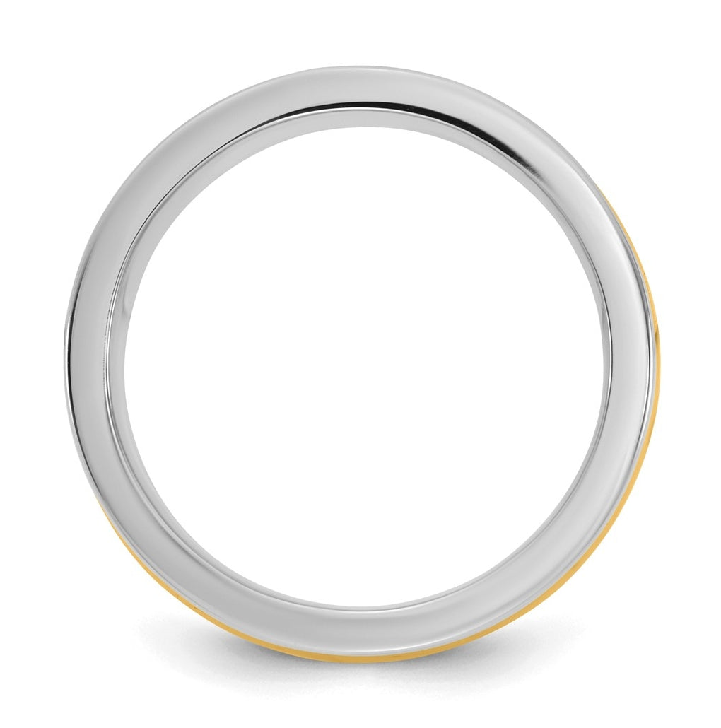 14k Two-Tone W/Y Half Round Wedding Band