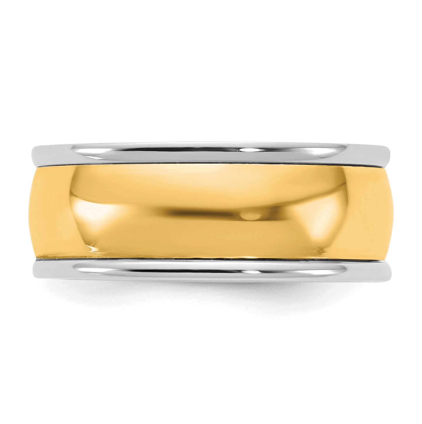 14k Two-Tone W/Y Half Round Wedding Band