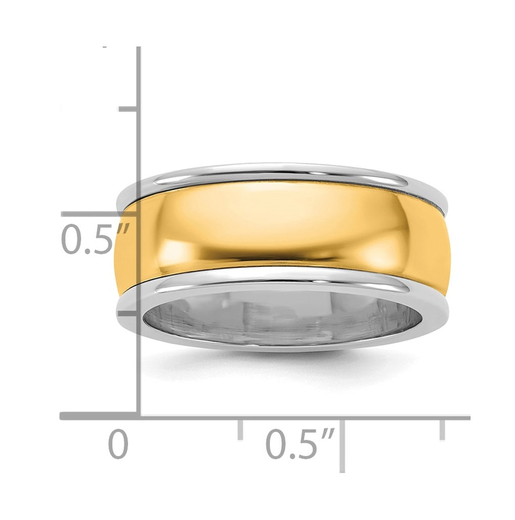 14k Two-Tone W/Y Half Round Wedding Band