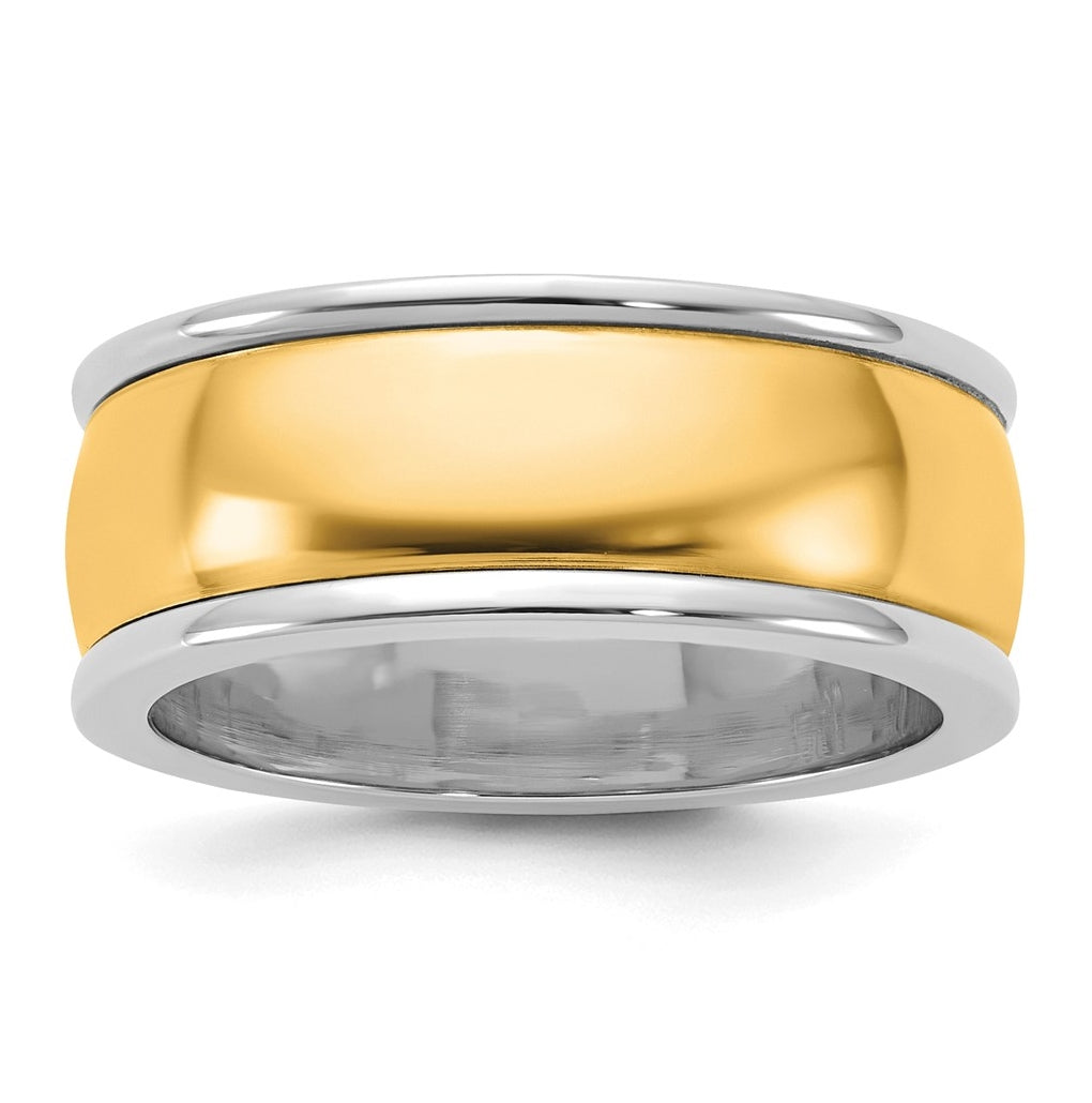 14k Two-Tone W/Y Half Round Wedding Band