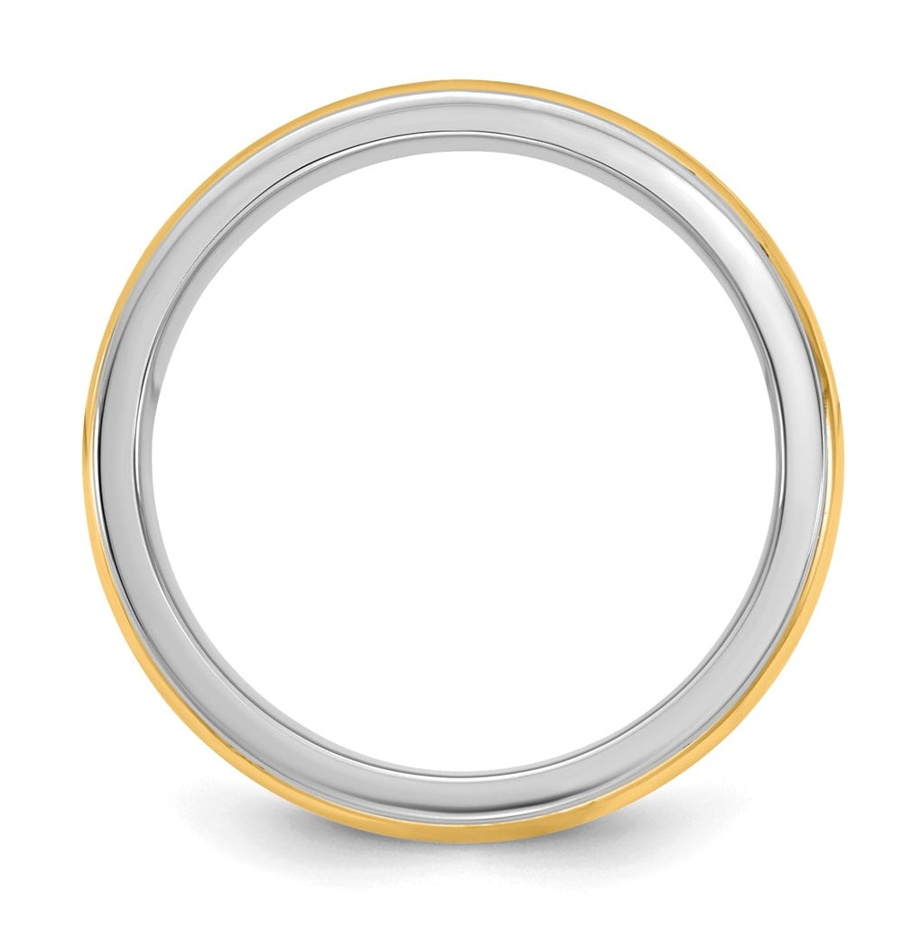 14k Two-Tone White and Yellow Gold Single Banded Wedding Band