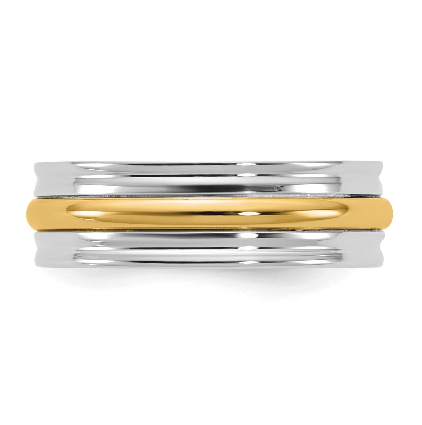 14k Two-Tone White and Yellow Gold Single Banded Wedding Band