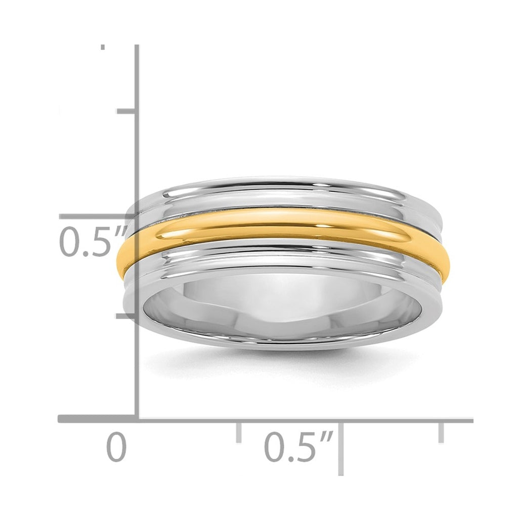 14k Two-Tone White and Yellow Gold Single Banded Wedding Band