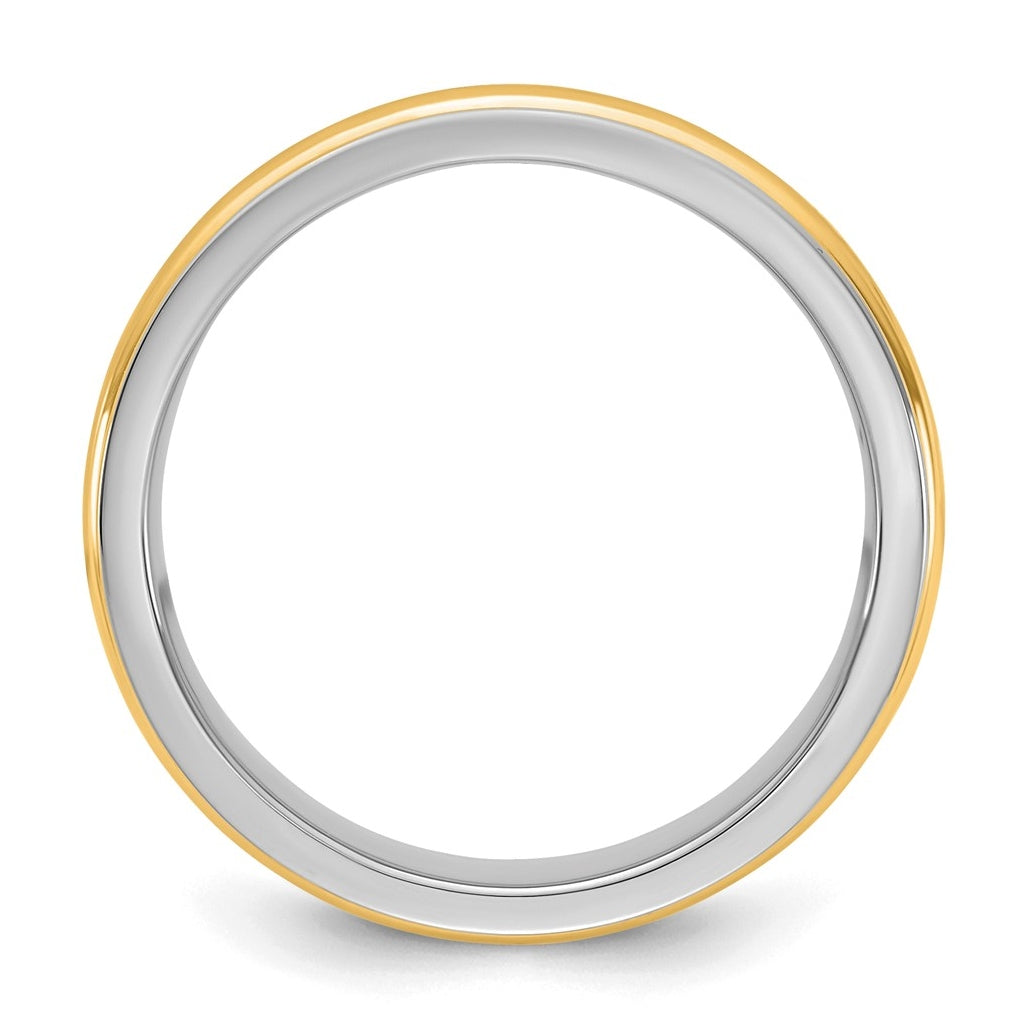 14k Two-Tone White and Yellow Gold Single Banded Wedding Band