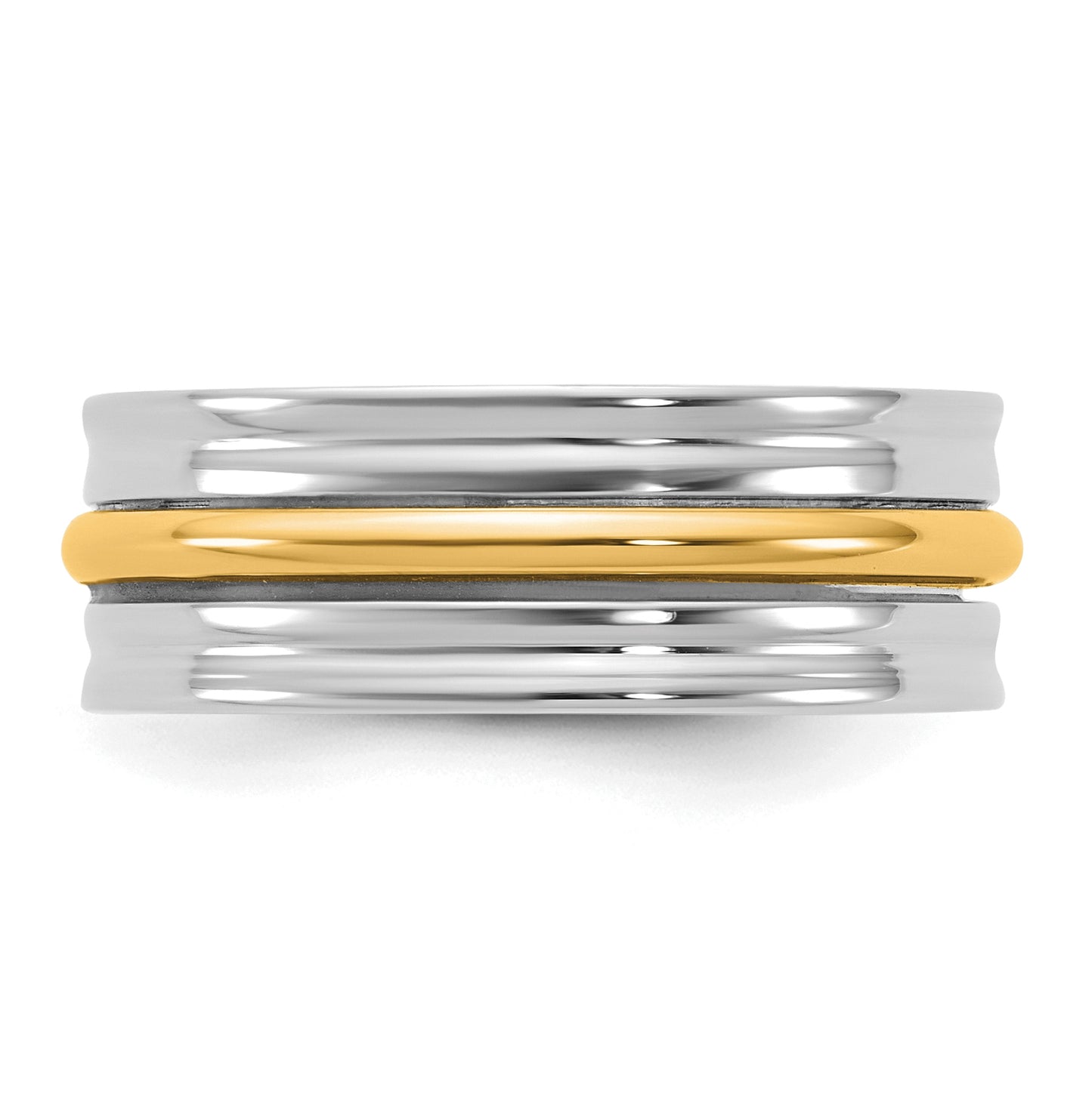 14k Two-Tone White and Yellow Gold Single Banded Wedding Band