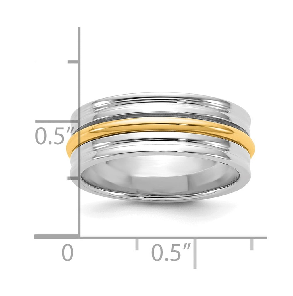 14k Two-Tone White and Yellow Gold Single Banded Wedding Band