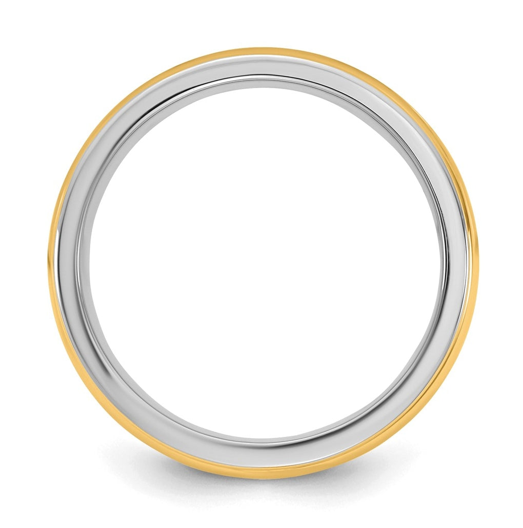 14k Two-Tone White and Yellow Gold Single Banded Wedding Band