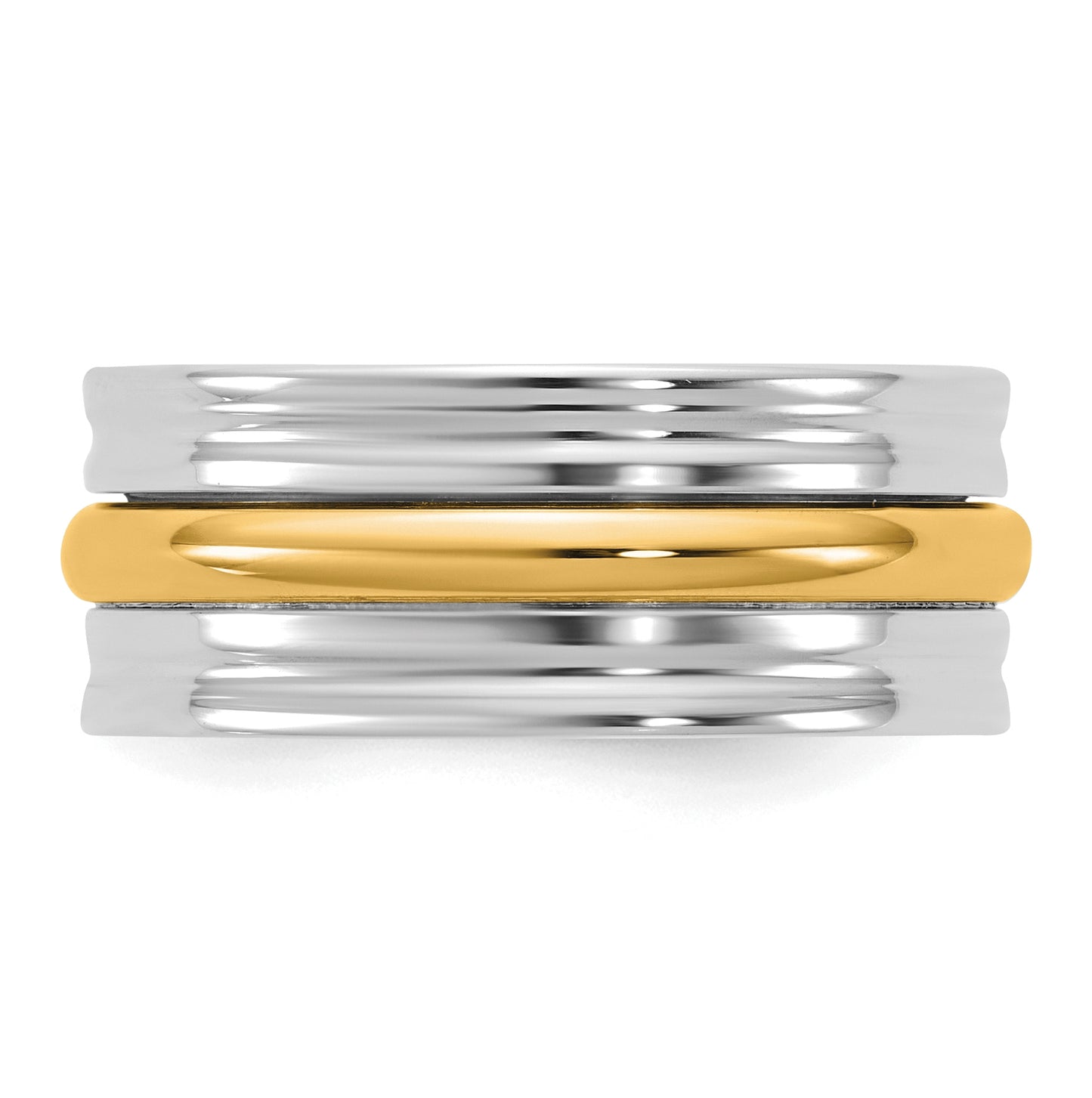 14k Two-Tone White and Yellow Gold Single Banded Wedding Band
