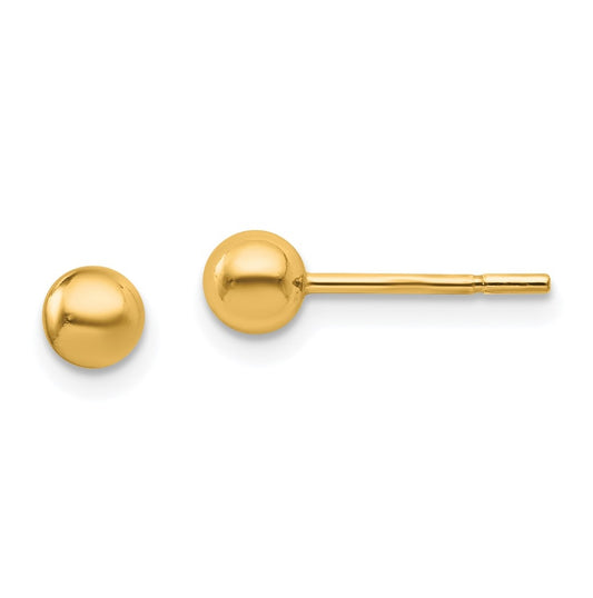 Sterling Silver Gold-plated Polished Ball Post Earrings