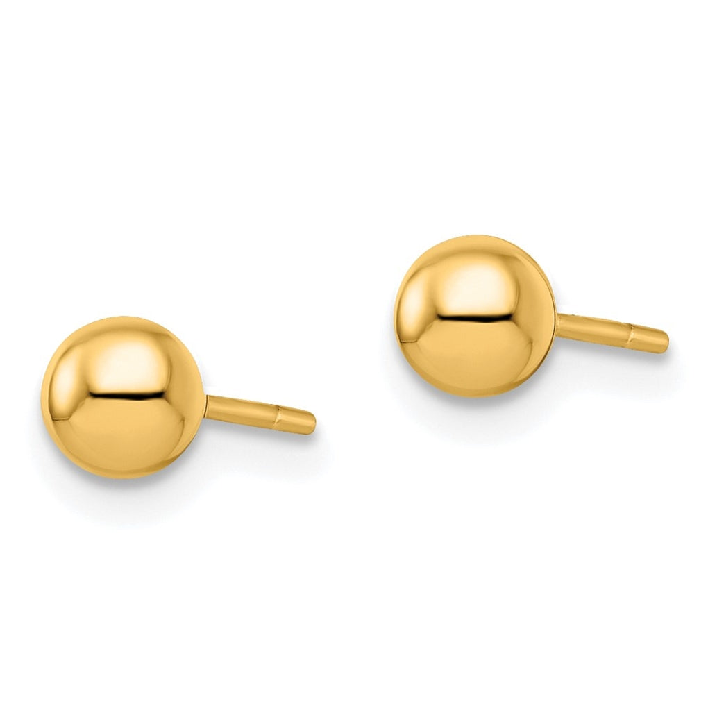 Sterling Silver Gold-plated Polished Ball Post Earrings