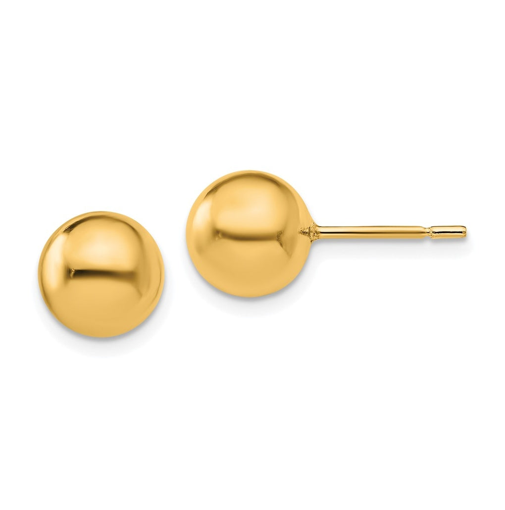 Sterling Silver Gold-plated Polished Ball Post Earrings