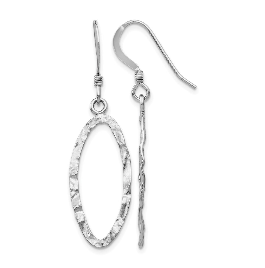 Leslie's Sterling Silver Rhodium-plated Diamond Cut Shepherd Hook Dangle Earrings – Elegant Jewelry Gift for Birthday, Anniversary, Engagement, Wedding