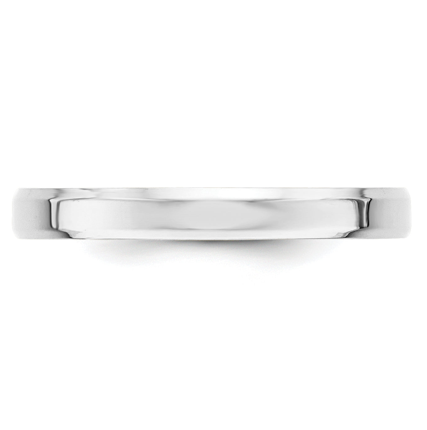 14k White Gold 3mm Beveled Edge Comfort Fit Wedding Band Size 5